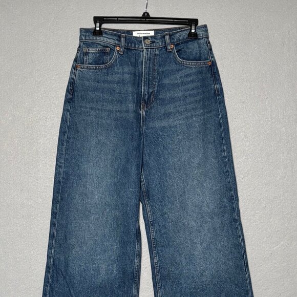 Reformation Cary High Rise Slouchy Wide Leg Jeans Women's Size 27 Medium Wash - Picture 2 of 15